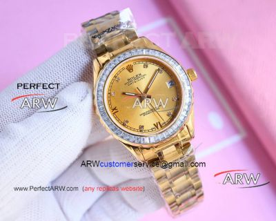 Replica Rolex Datejust Gold Diamond Bezel Swiss Automatic Mechanical Ladies Watch 